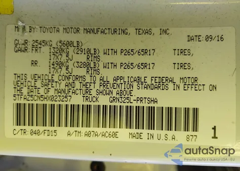 2017 Toyota Tacoma Trd Sport из США, поврежденный, VIN 5TFAZ5CN5HX023257